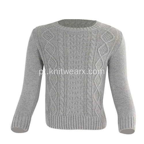 Suéter masculino tricotado com decote redondo